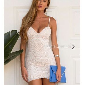 LOST IN LA WHITE XENIA LACE MINI DRESS